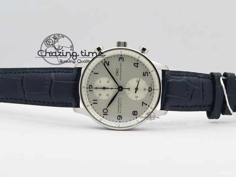 MIROTIME 0715 UrbanStyle Portuguese IW371446 ZF 1:1 Best Edition SS White Dial Blue Markers On Blue Leather Strap  A79350 V 7270